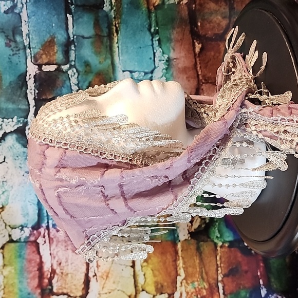 🔥Purple Embroidery Lace Hip Scarf Sash Hair Wrap Lavender - Picture 4 of 10